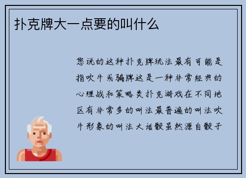 扑克牌大一点要的叫什么